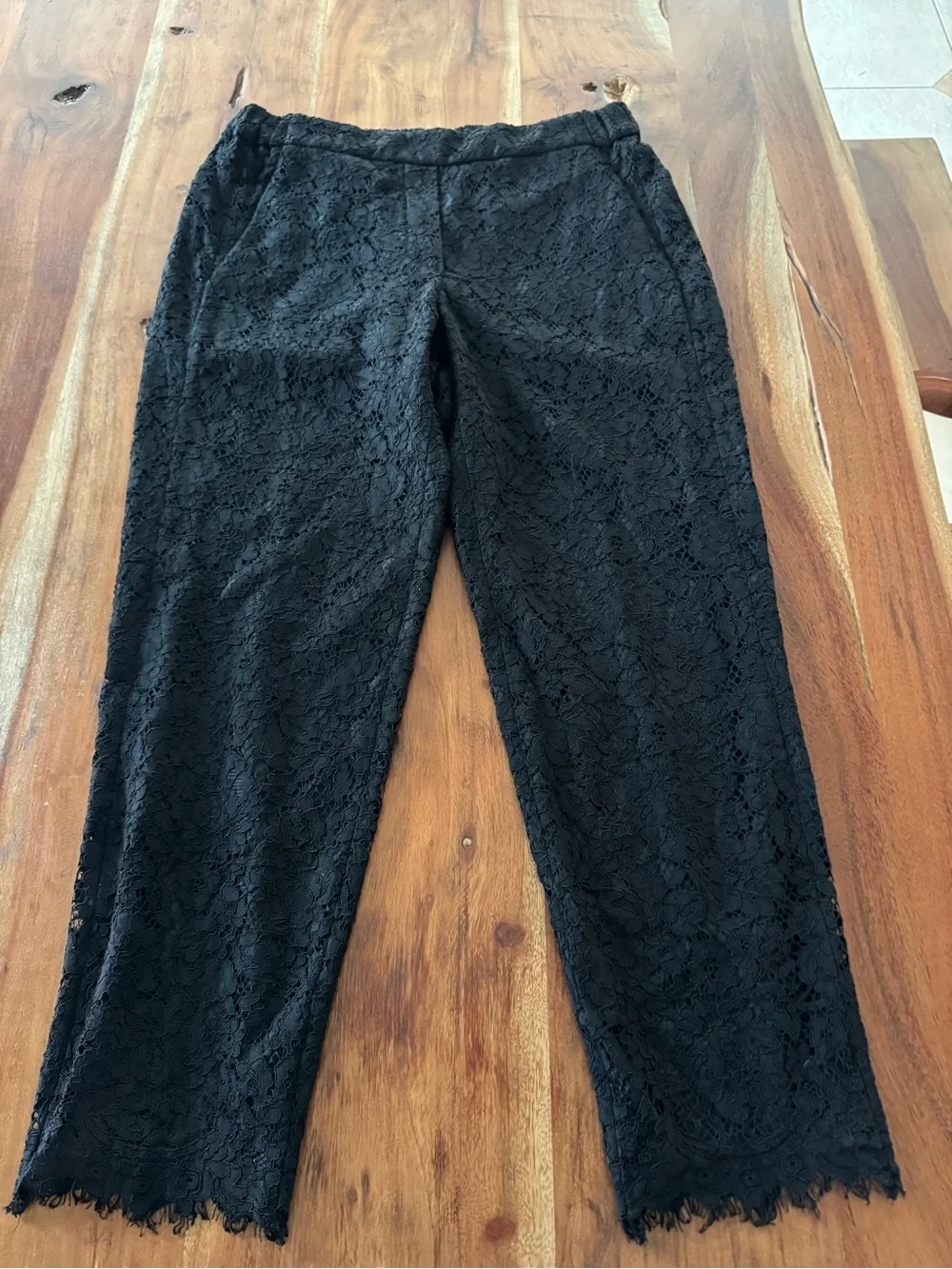 J. Crew Black Cropped Lace Ankle Pants